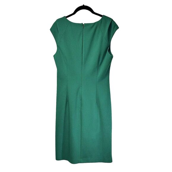 Calvin Klein Dress Womens Sz 10 Green Cap Sleeve Ruched Sheath Fitted Stretch - Picture 2 of 12
